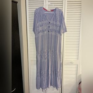 Cracker Barrel Dress Cactus + Pearl Brand Size XL Blue & White striped dress